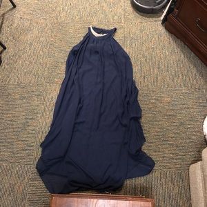 Navy formal dress with built in necklace